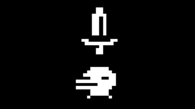 Minit screenshot of the main character obtaining the sword item