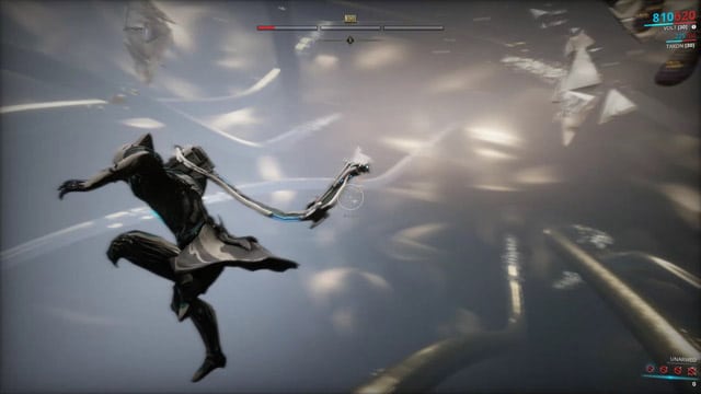 Space ninja jumping off a platform into an abyss