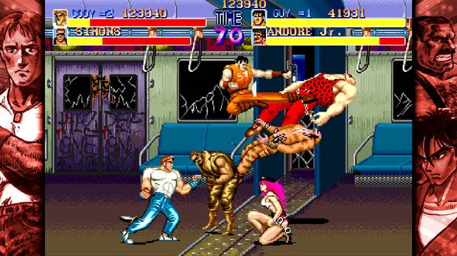 Two fighters beating up enemies, a Final Fight screenshot