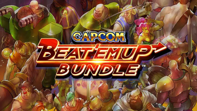Capcom Beat Em Up Bundle logo with a bunch of fighters behind it