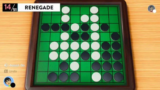 A renegade board with white and black tokens placed across the board