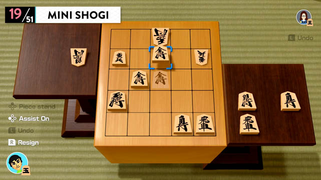 A mini shogi board with tiles