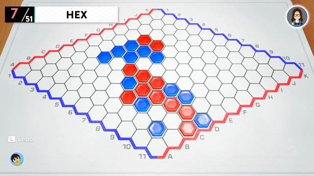A white paper with hexagons in blue and red to represent the game, Hex