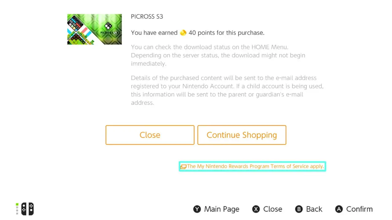 White purchase confirmation screen with download and purchase details at the center
