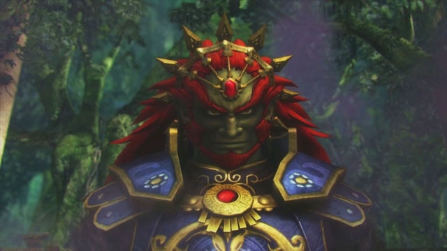 Close up of the demon king Ganon's face