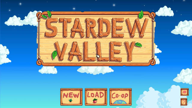 Stardew valley logo in front of the sky