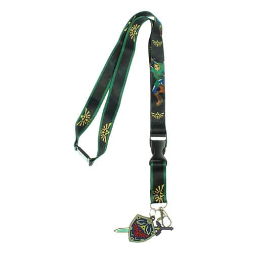 A green lanyard with Zelda artwork on it
