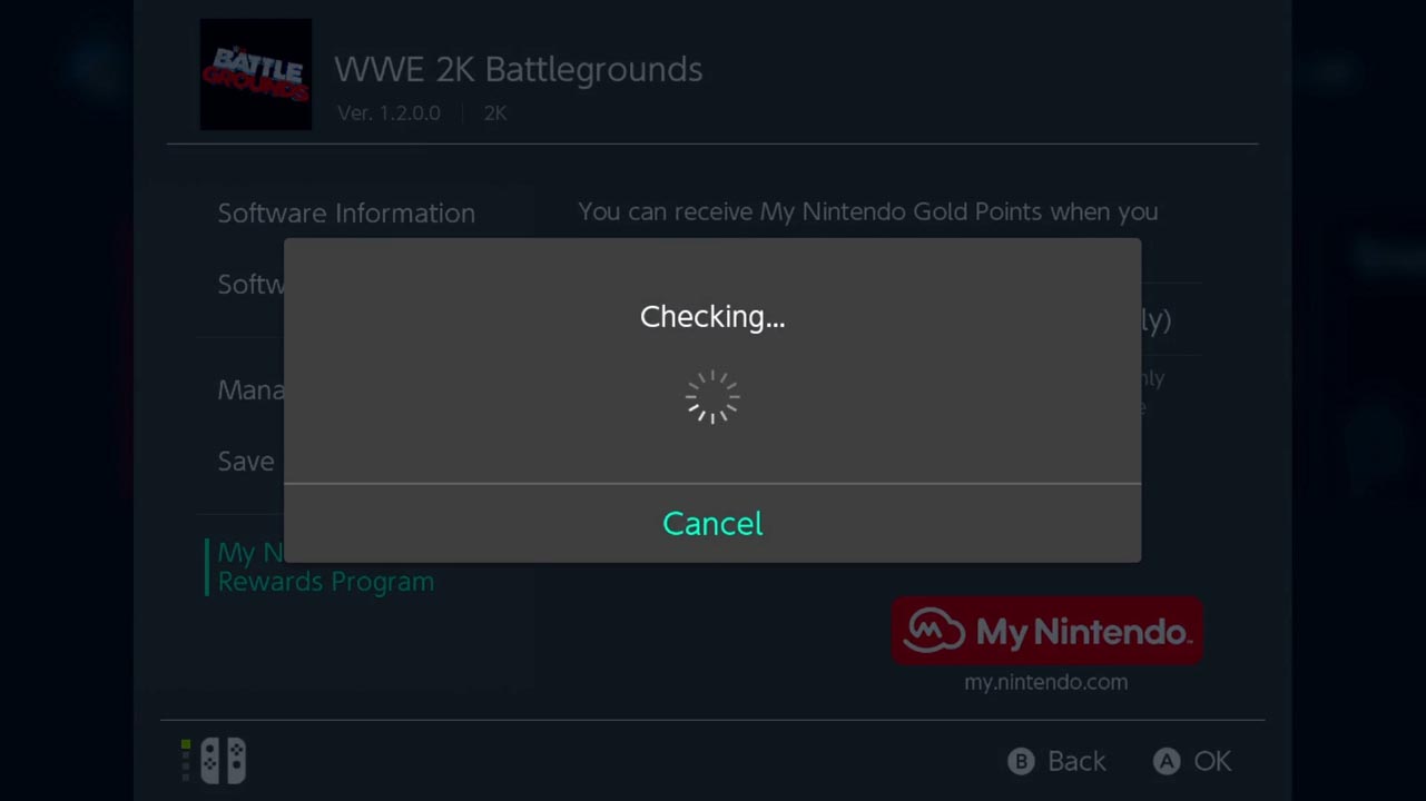 Gray screen loading and checking if gold points has been earned from physical switch game