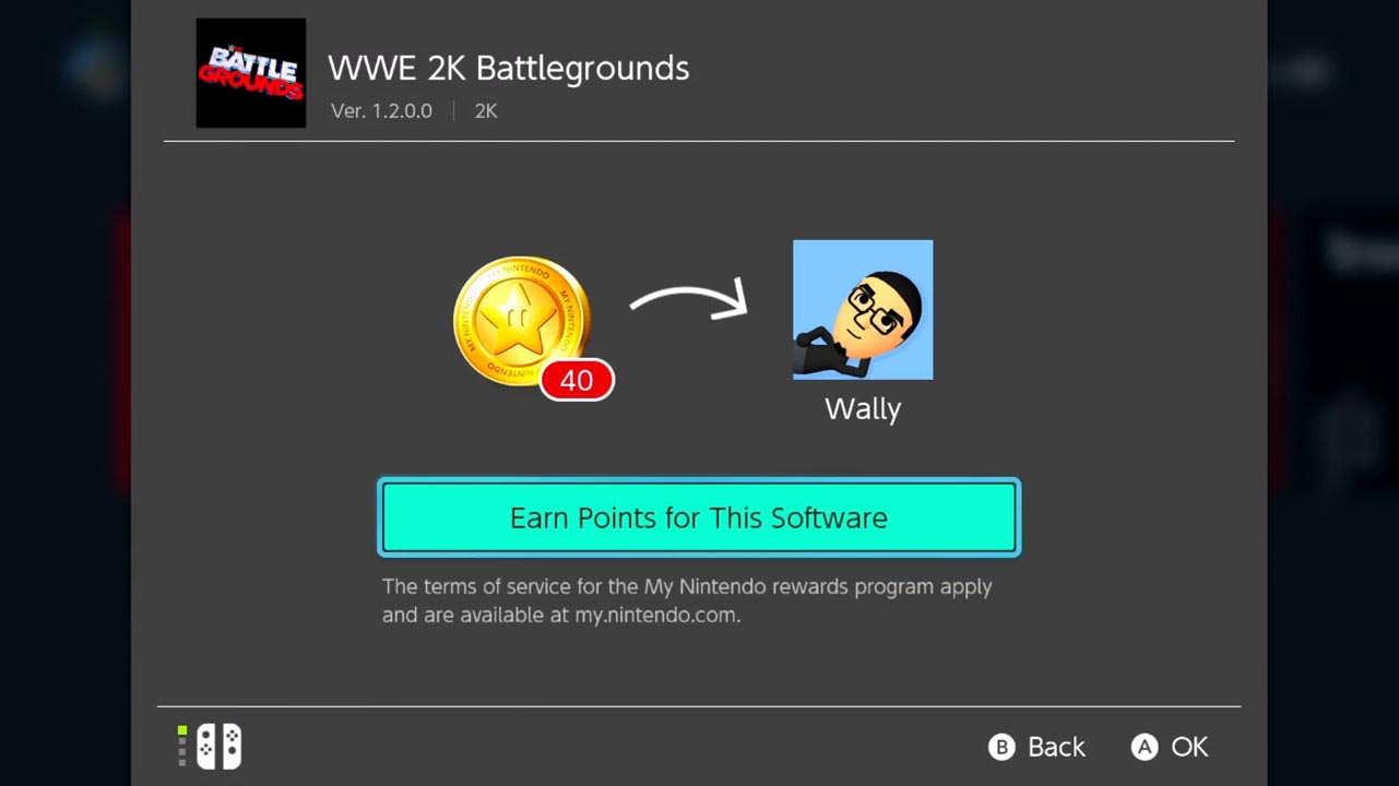 Gray screen with gold coin and arrow pointing from gold coin to a mii profile picture