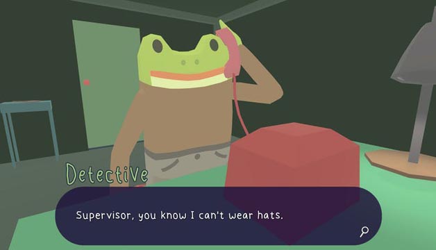 A cartoon frog answering a wired home phone