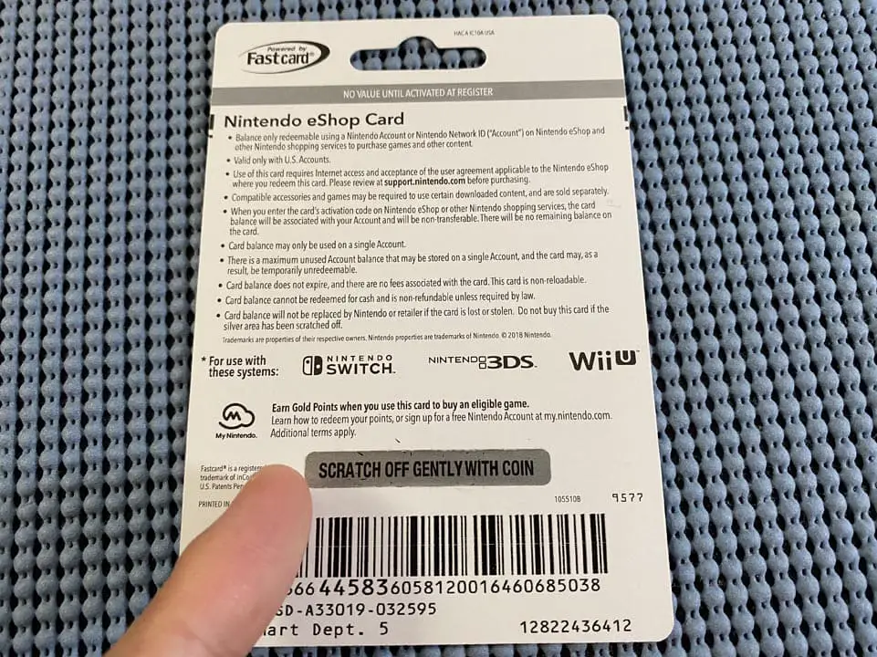 nintendo gift card code scratched