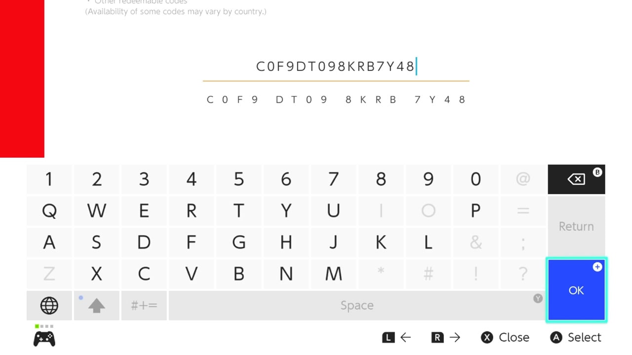 An on-screen keyboard entering numbers and letters against a white screen