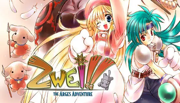 Two anime characters smiling; Zweii logo located at the bottom left corner of the art