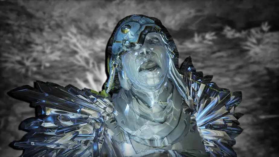 A person frozen in crystal glass shards in agony