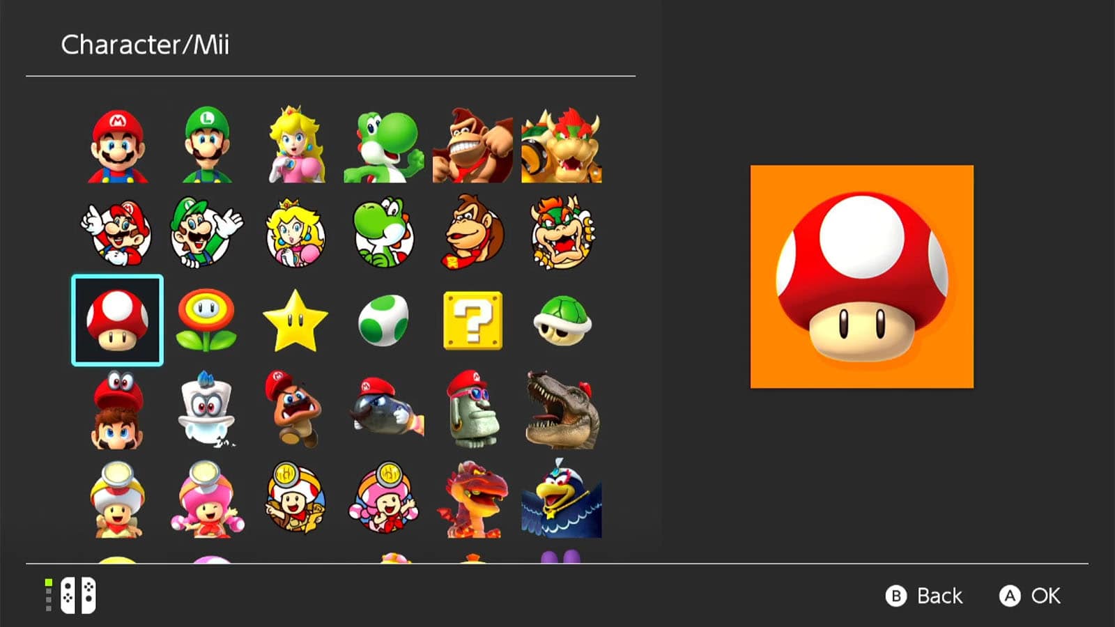 A screen full of Nintendo Switch icons