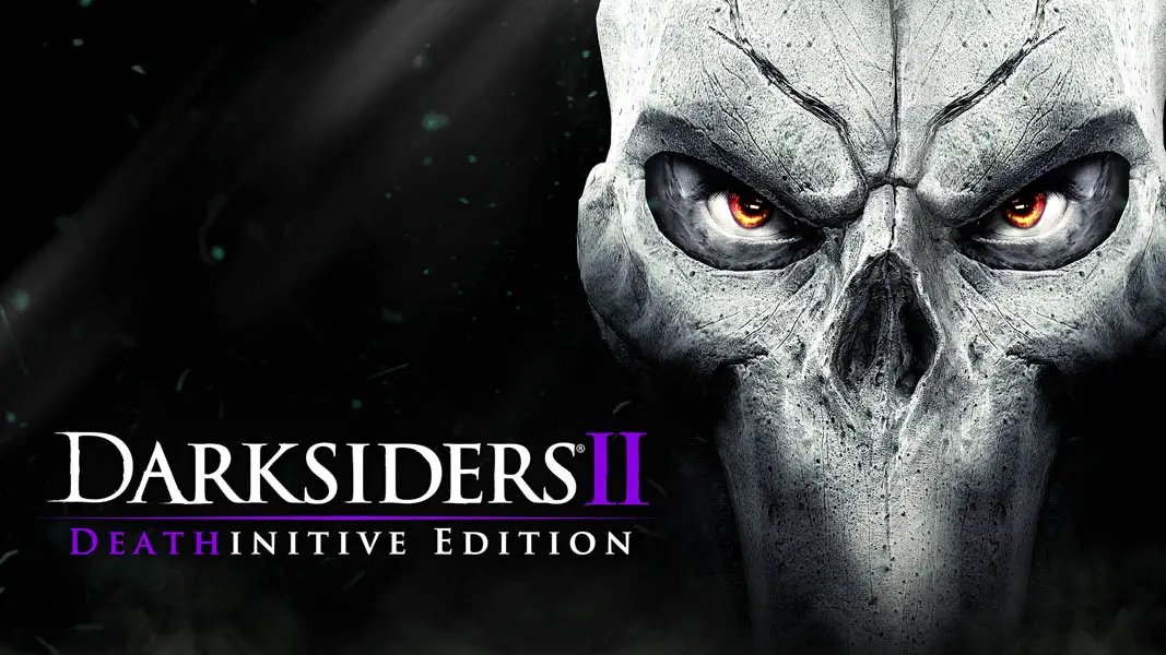 Death's face next to the darksiders 2 logo