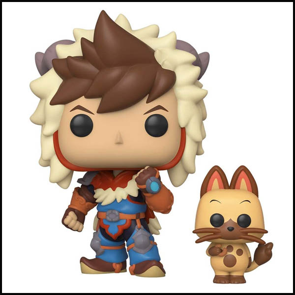 Monster hunter and cat standing next to each other