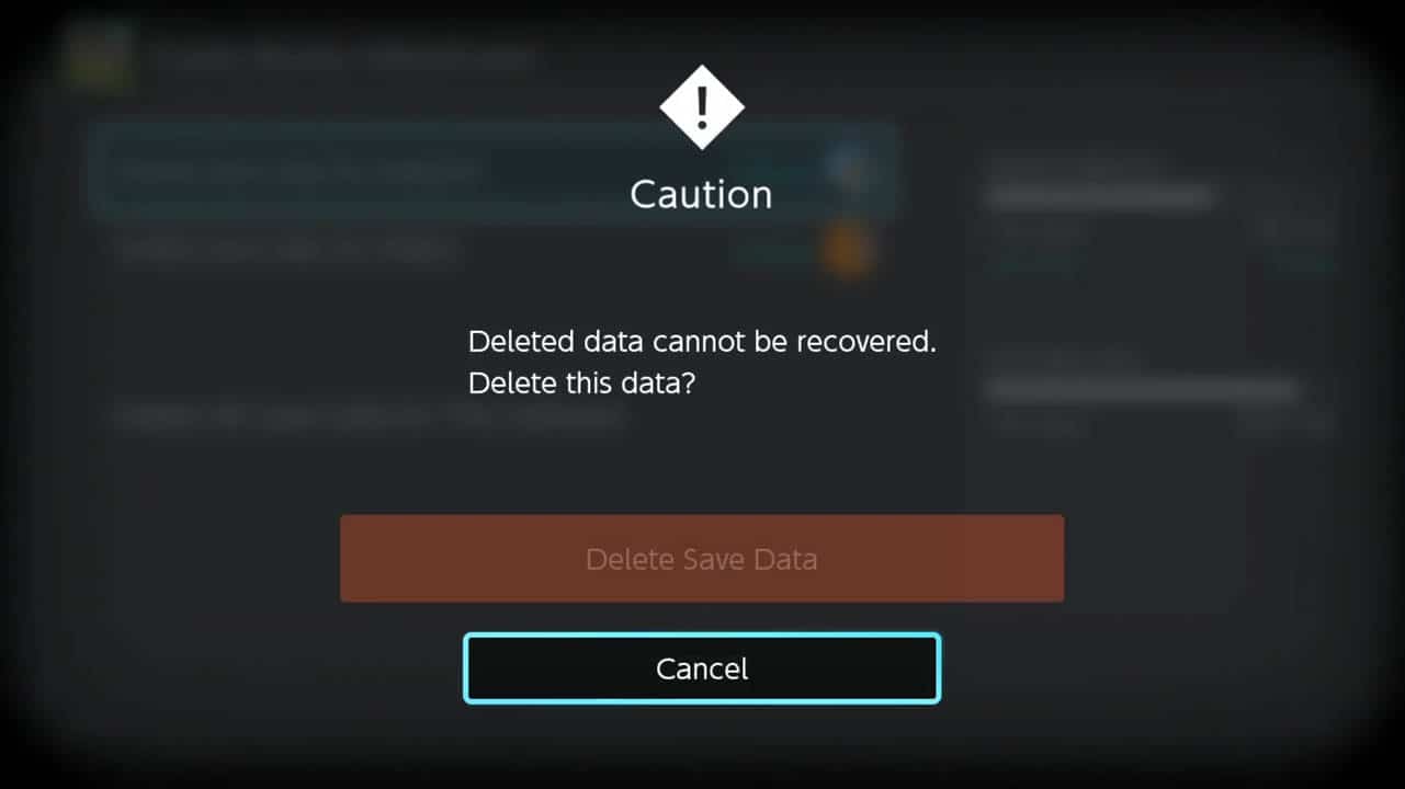 A caution screen saying deleted data can't be recoverd