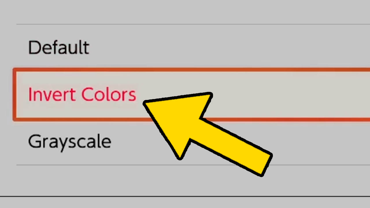 Nintendo Switch system menu zoomed in with an arrow pointing at one of the options