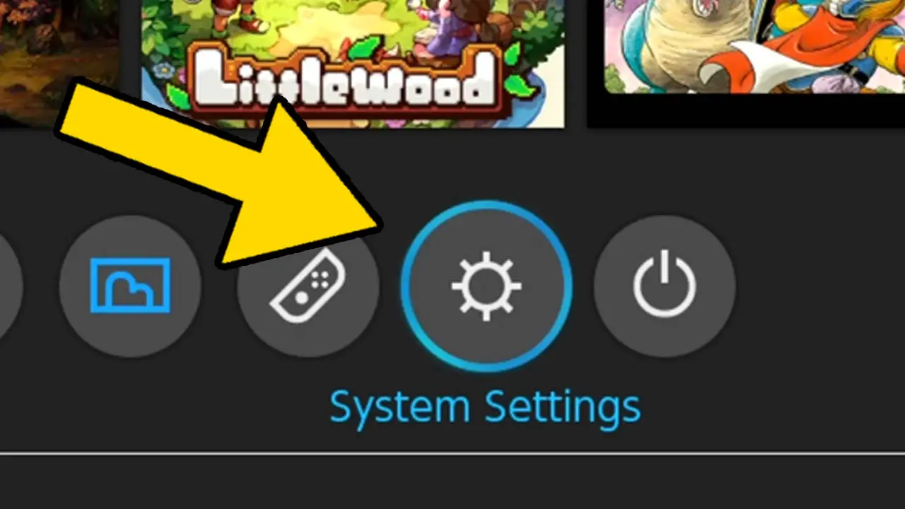 Nintendo Switch system menu zoomed in with an arrow pointing at one of the options