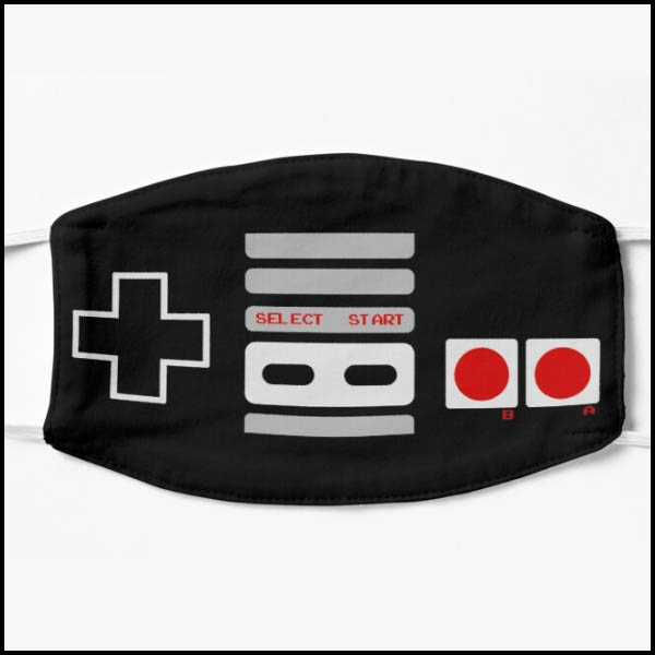 A face mask; balck with the NES controller lay-out