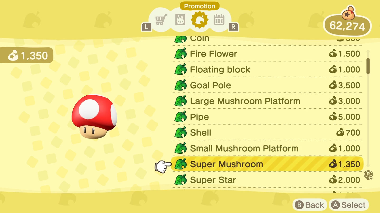 Super Mario Animal Crossing Update Items Complete List (Picture Guide)