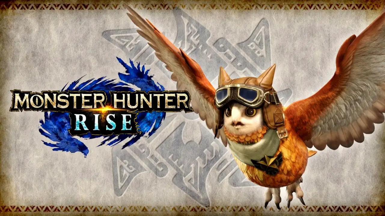 Monster Hunter Rise logo next to an owl