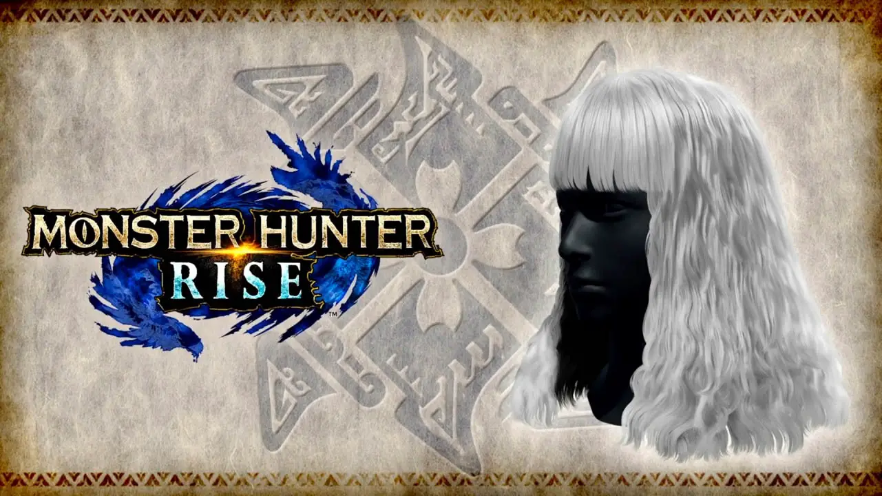 Monster Hunter Rise logo next to a face with hair
