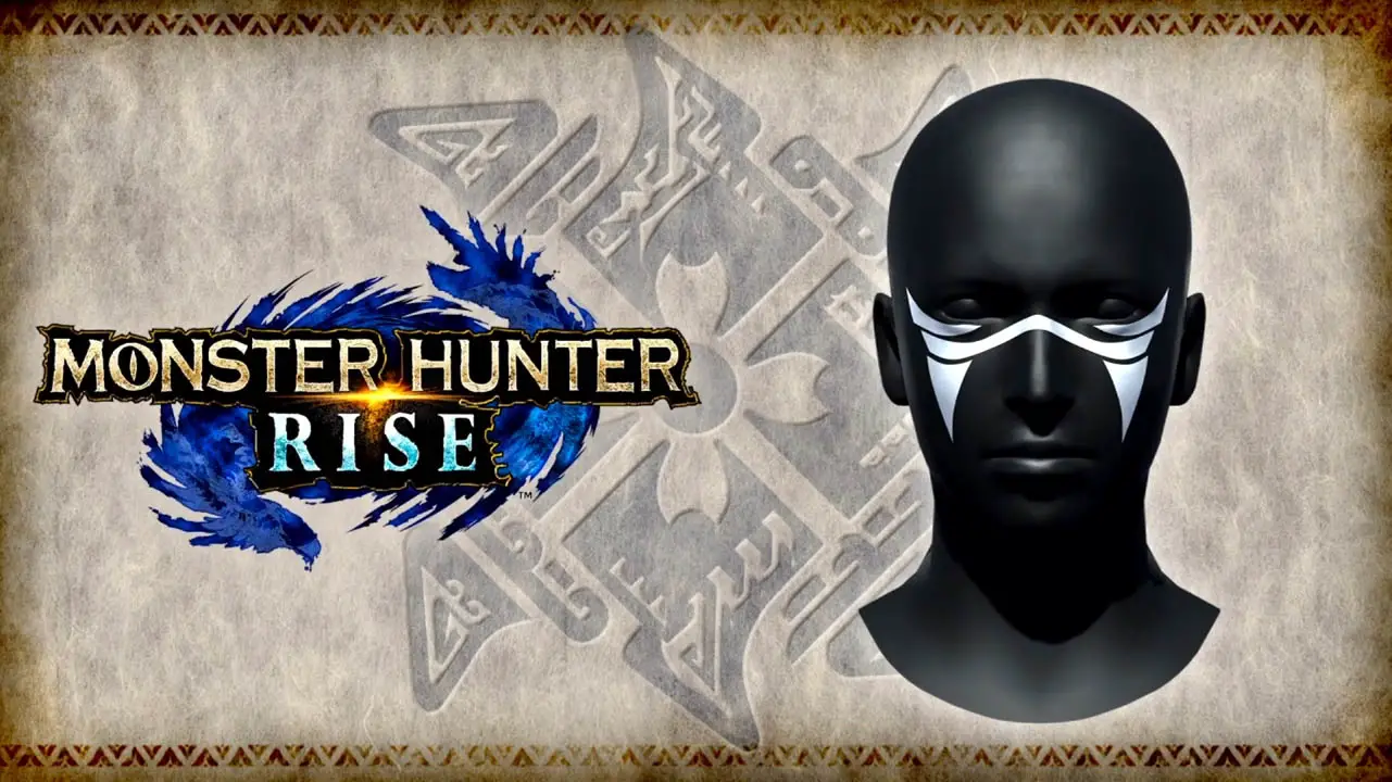 Monster Hunter Rise logo next to a face with makeup
