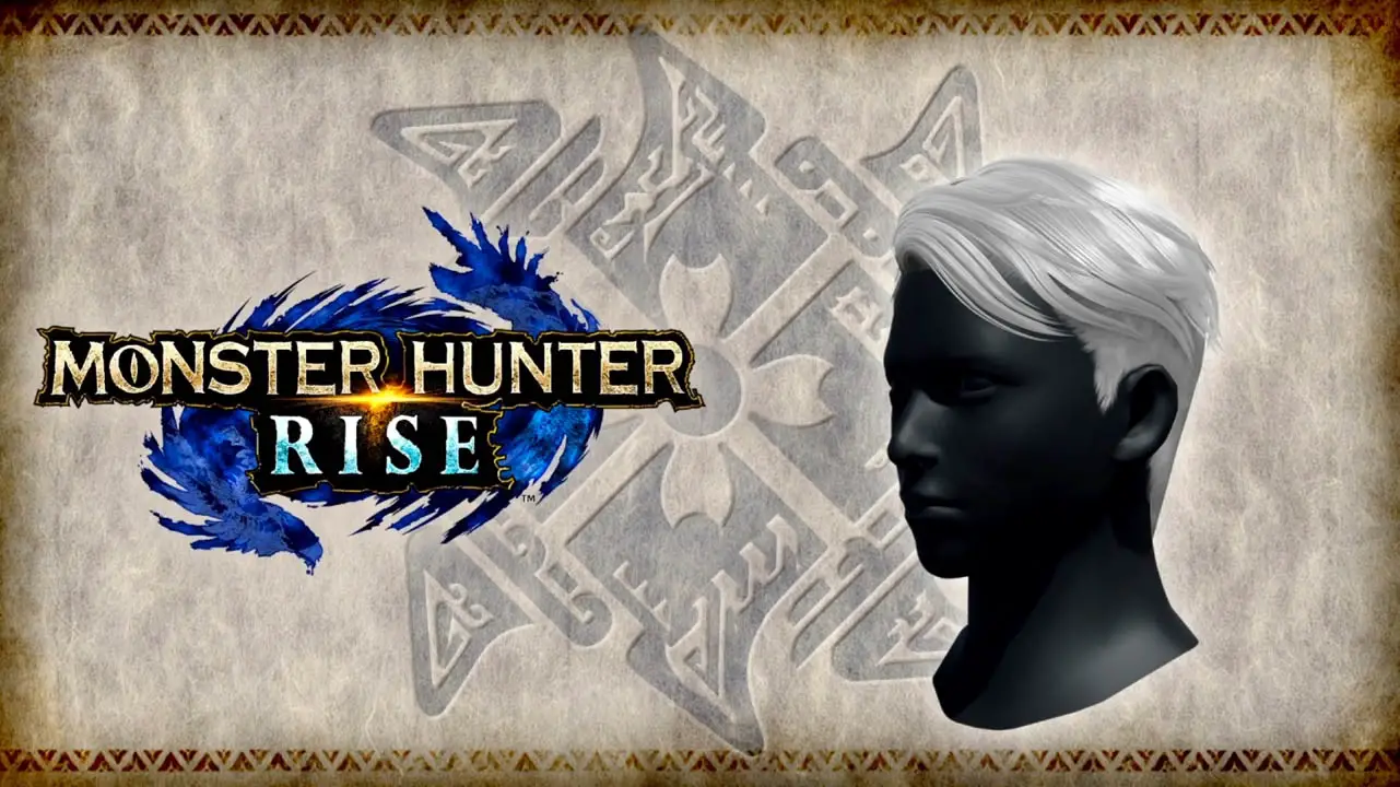 Monster Hunter Rise logo next to a face with hair