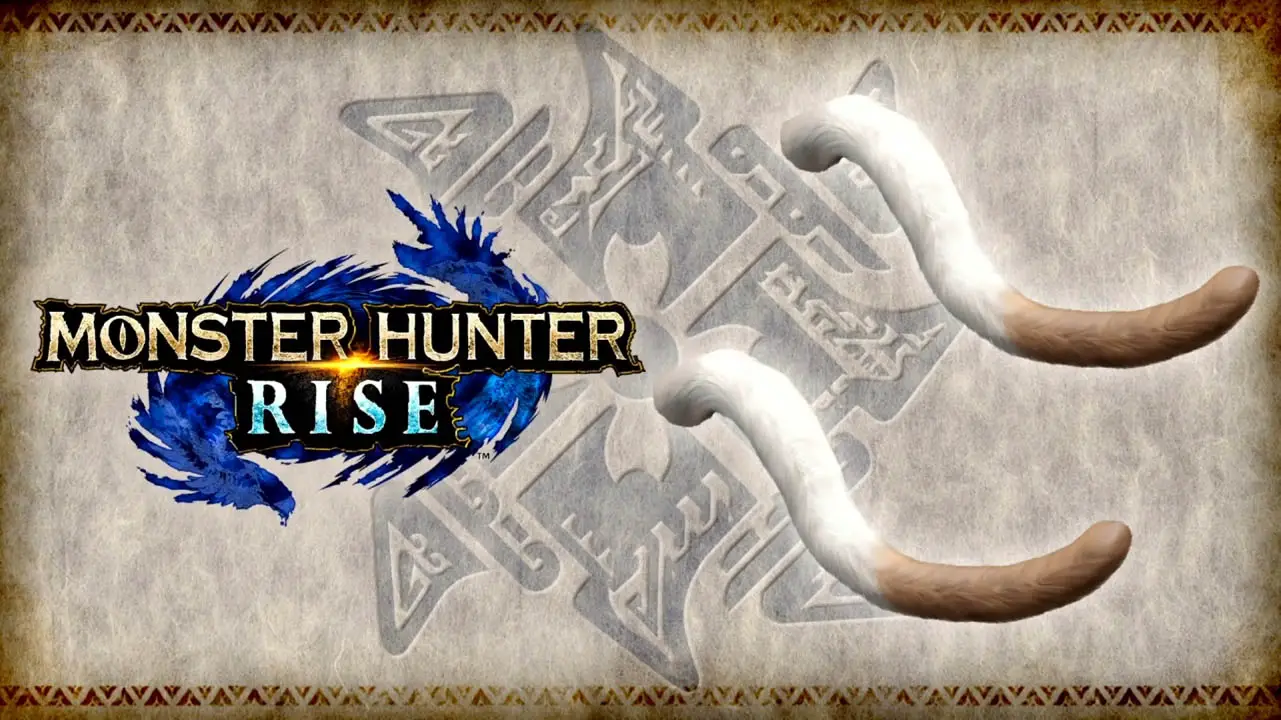 Monster Hunter Rise logo next to cat tails