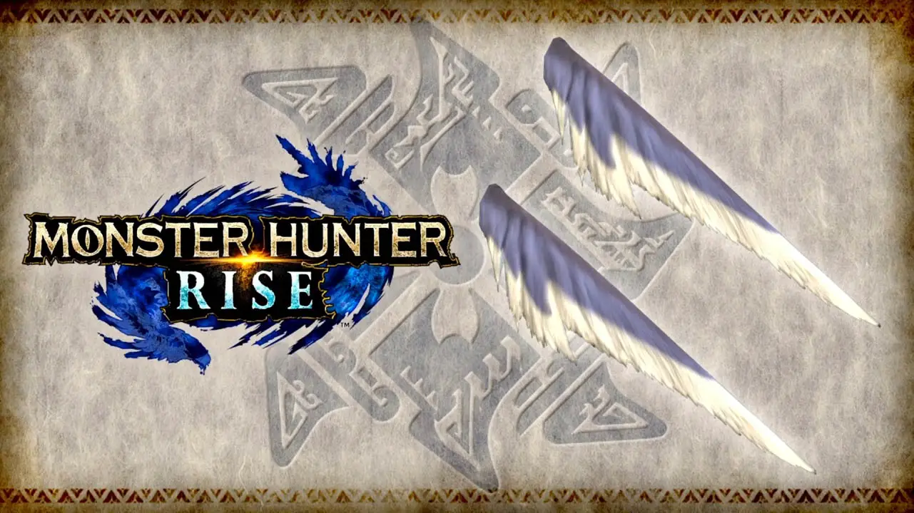 Monster Hunter Rise logo next to dog tails