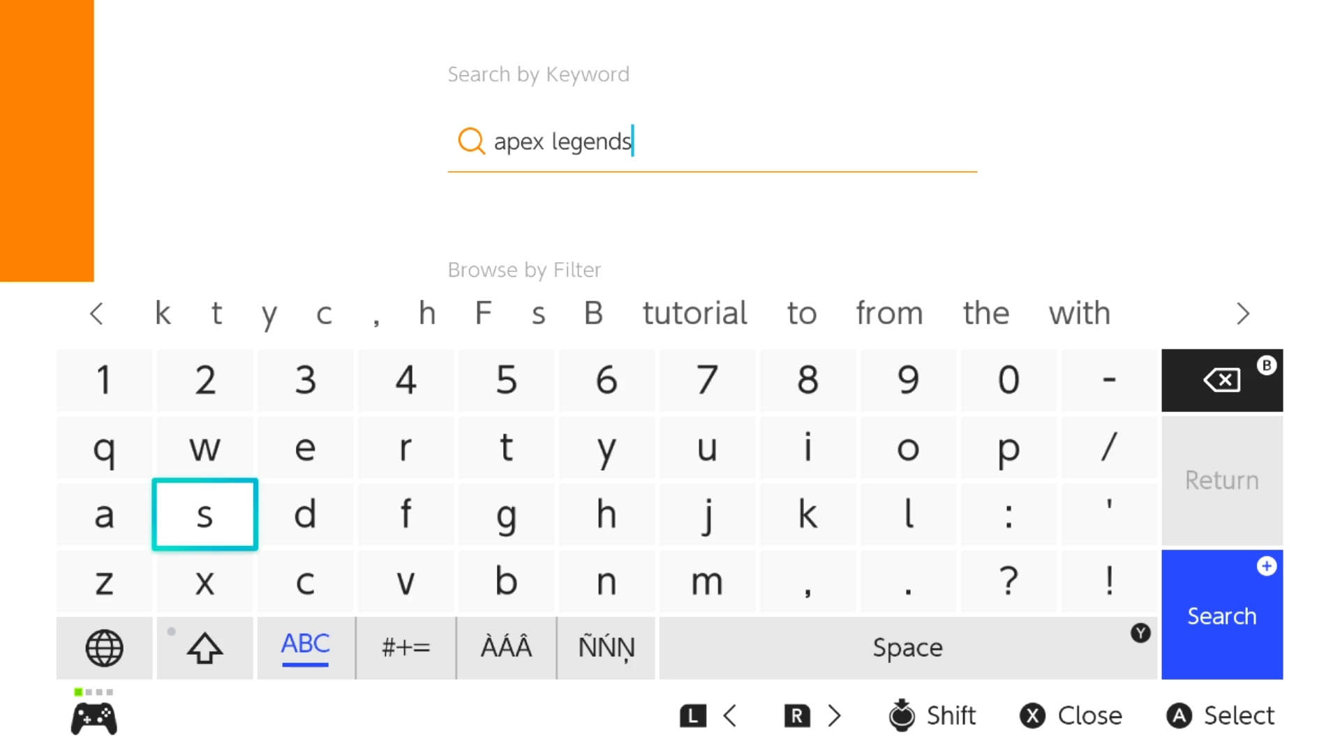 An on-screen keyboard and typing field