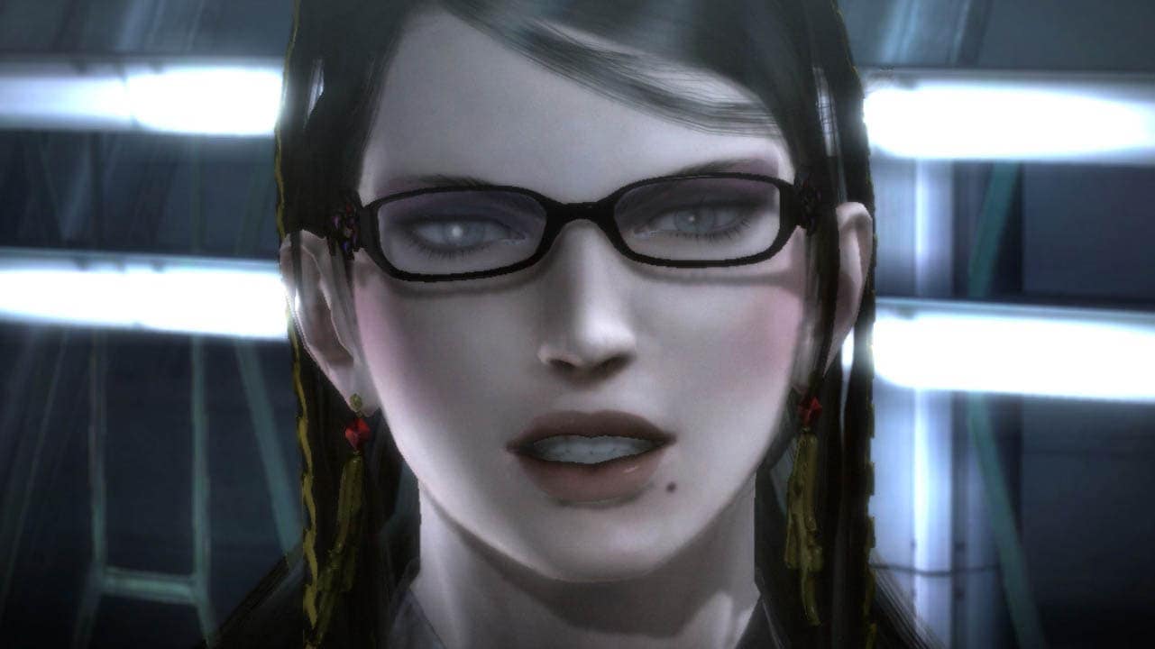 Bayonetta's face close-up (bayonetta screenshot)