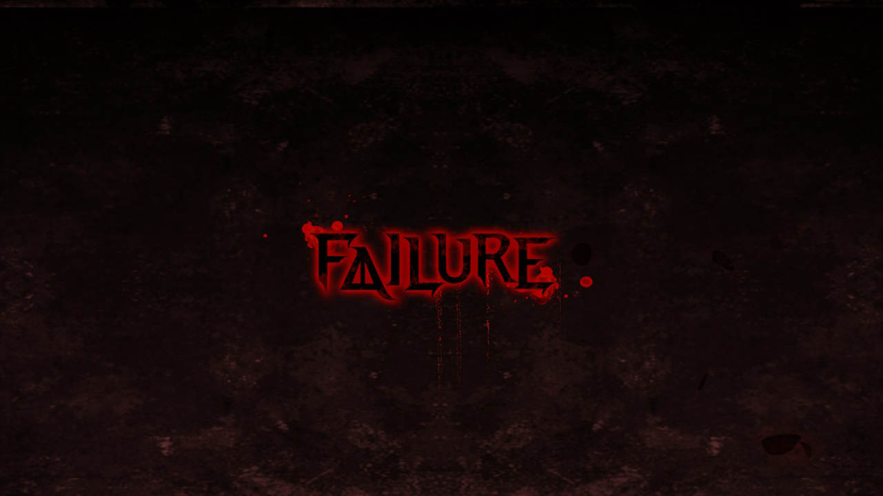A black game over screen with the word "failure" in red font (bayonetta screenshot)