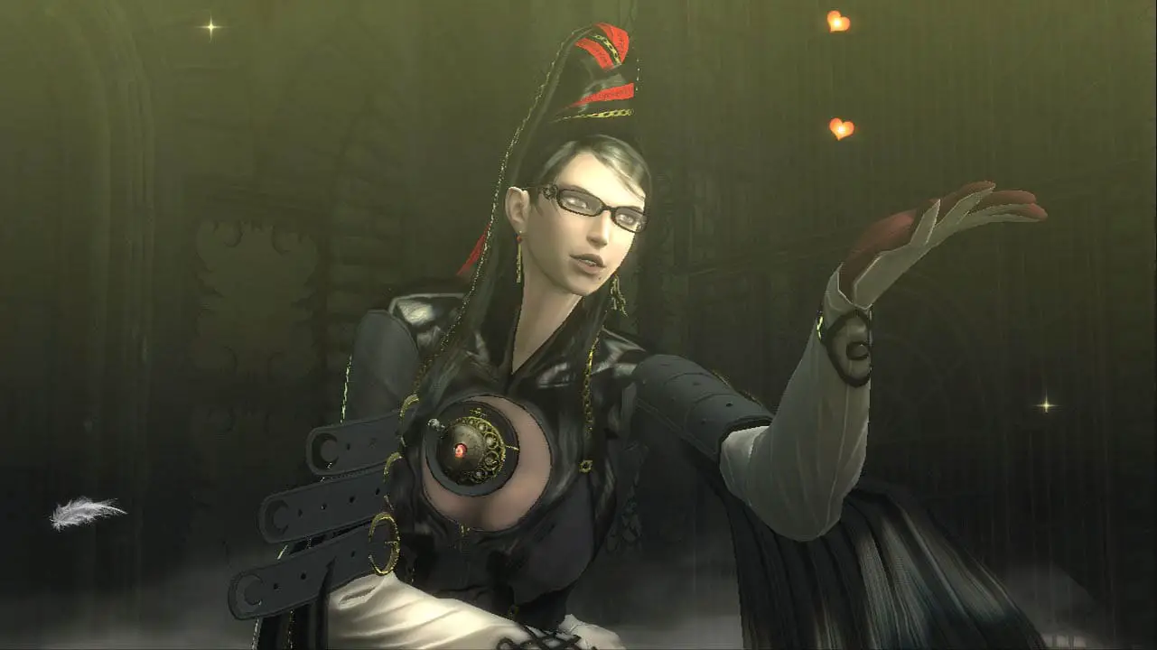 Bayonetta blowing a kiss (bayonetta screenshot)
