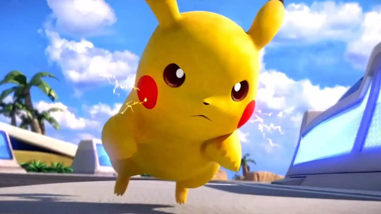 Pikachu running at the camera (pokemon unite nintendo switch screenshot)