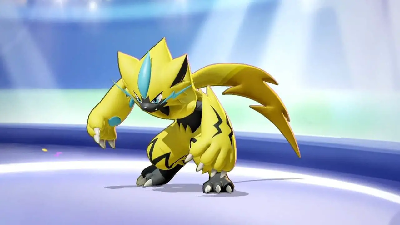 A yellow pokemon hunched over (pokemon unite nintendo switch screenshot)