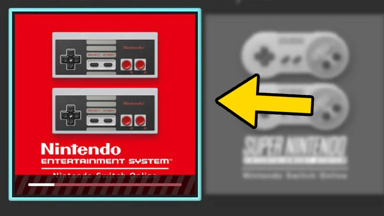 A switch app hilighted with a yellow arrow pointed at the game icon