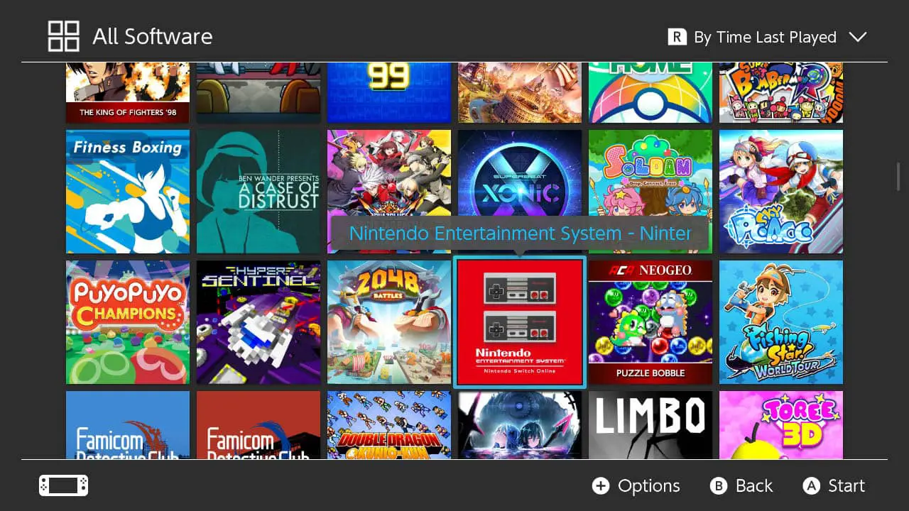 A screen full of switch game app icons