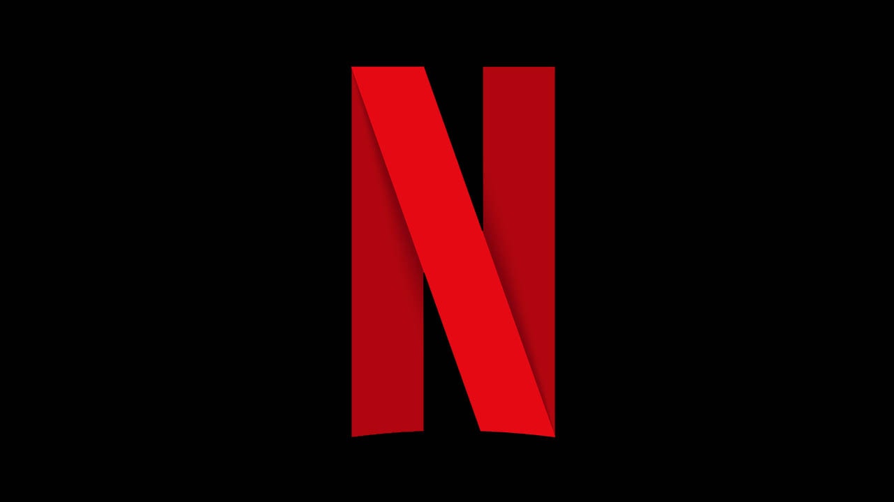 Red N Netflix logo against black background