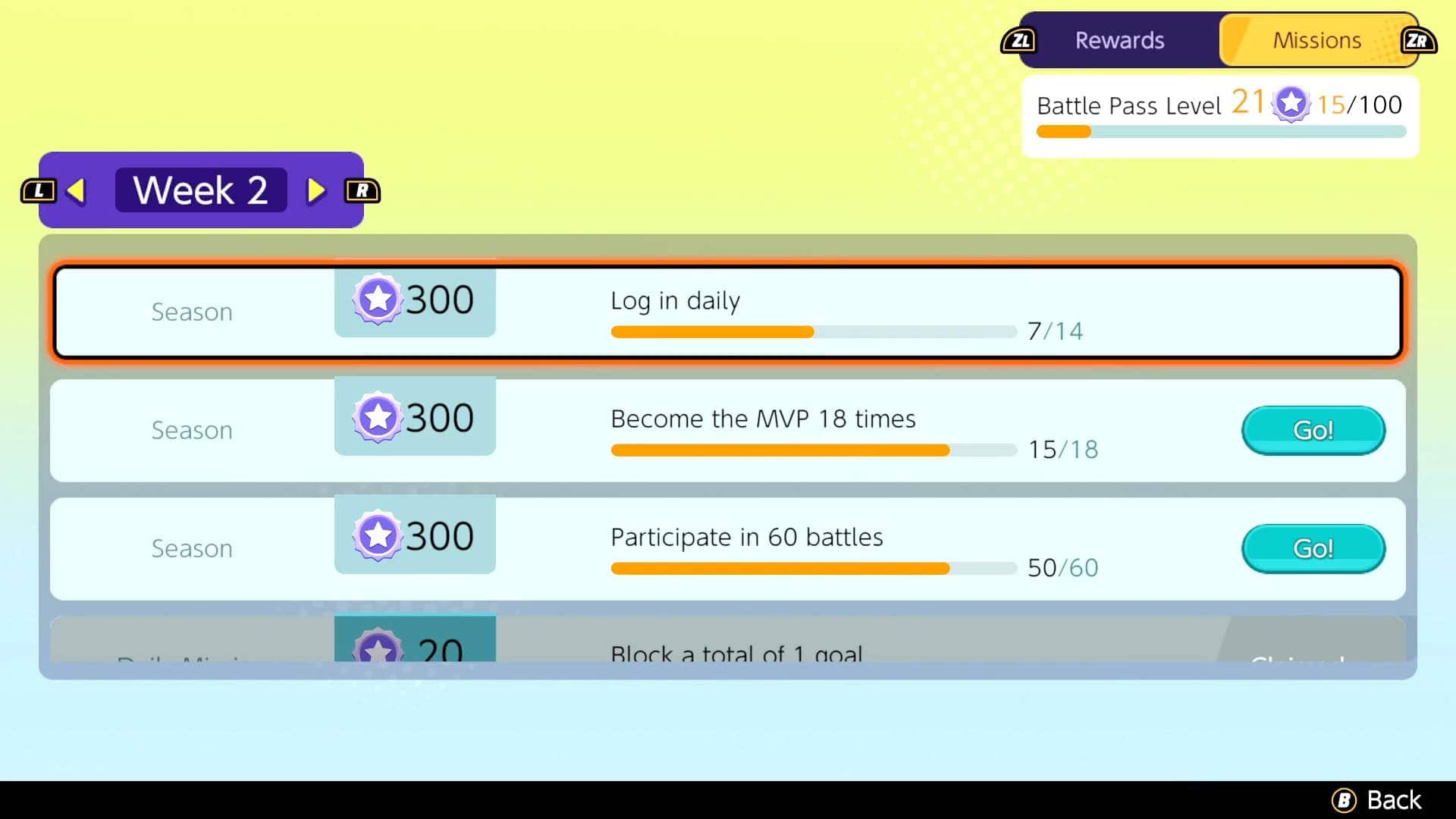 List of battle pass missions (pokemon unite screenshot)