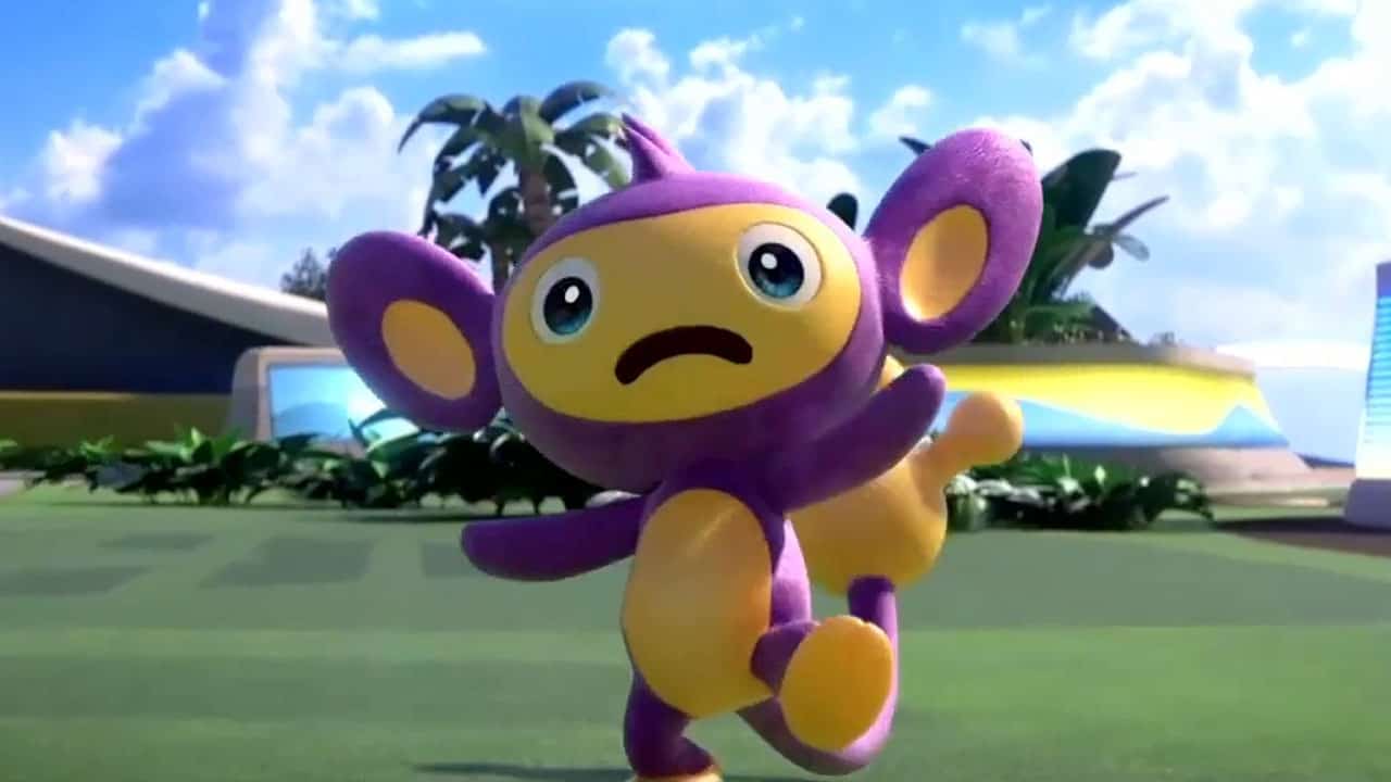 A purple monkey pokemon in fear
