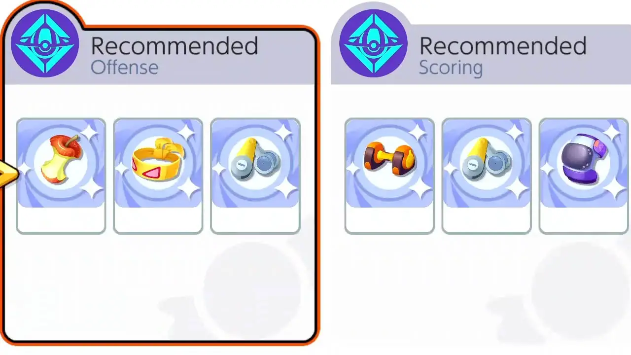 Held item suggestion box with held item icons (pokemon unite screenshot)