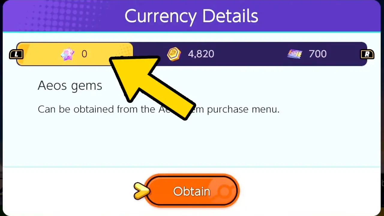 White with purple currency detail page detailing pokemon unite currencies (pokemon unite screenshot)