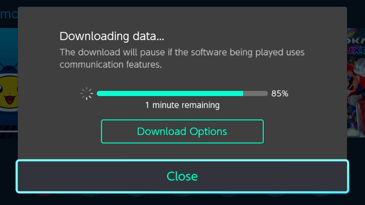 Switch download message and downlaod bar that's nearly complete