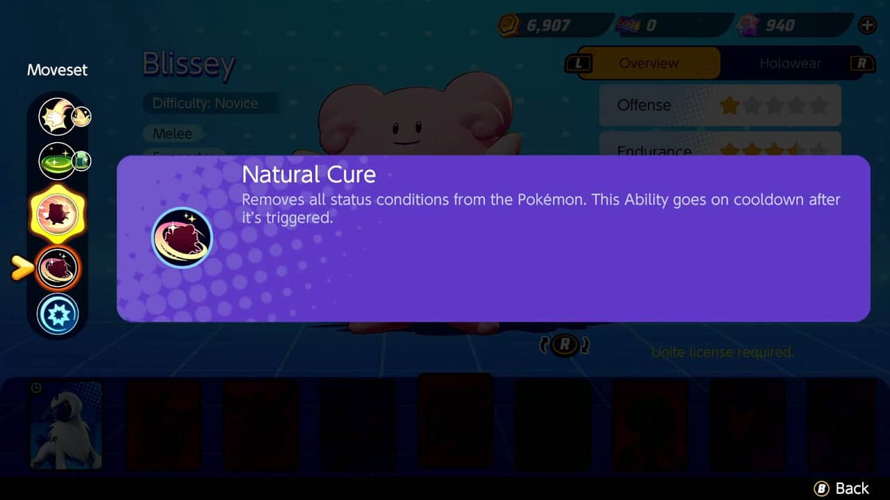 Text explaining blissey's moves