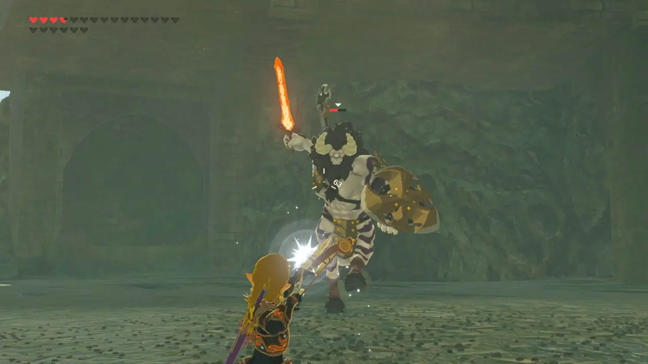 Link battling a horse foe (zelda breath of the wild screenshot)