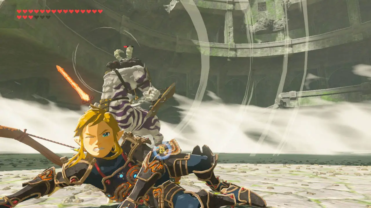 Link battling a horse foe (zelda breath of the wild screenshot)