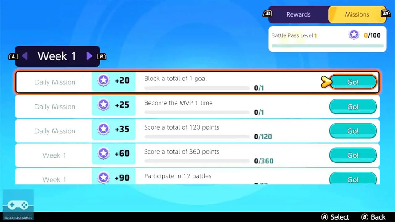 a list of battles pass objectives and rewards (pokemon unite screenshot)